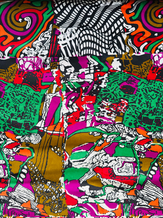 Colorful Fabric with Abstract Patterns on a White Background