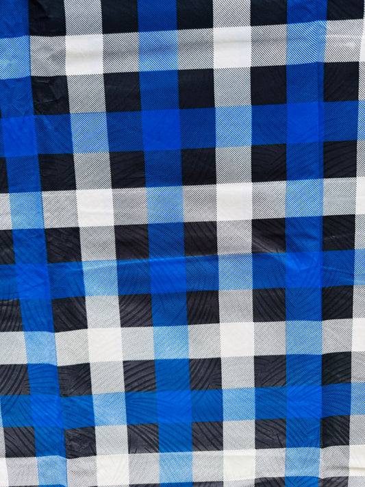 Close-up of a Blue, Black, and White Checkered Fabric