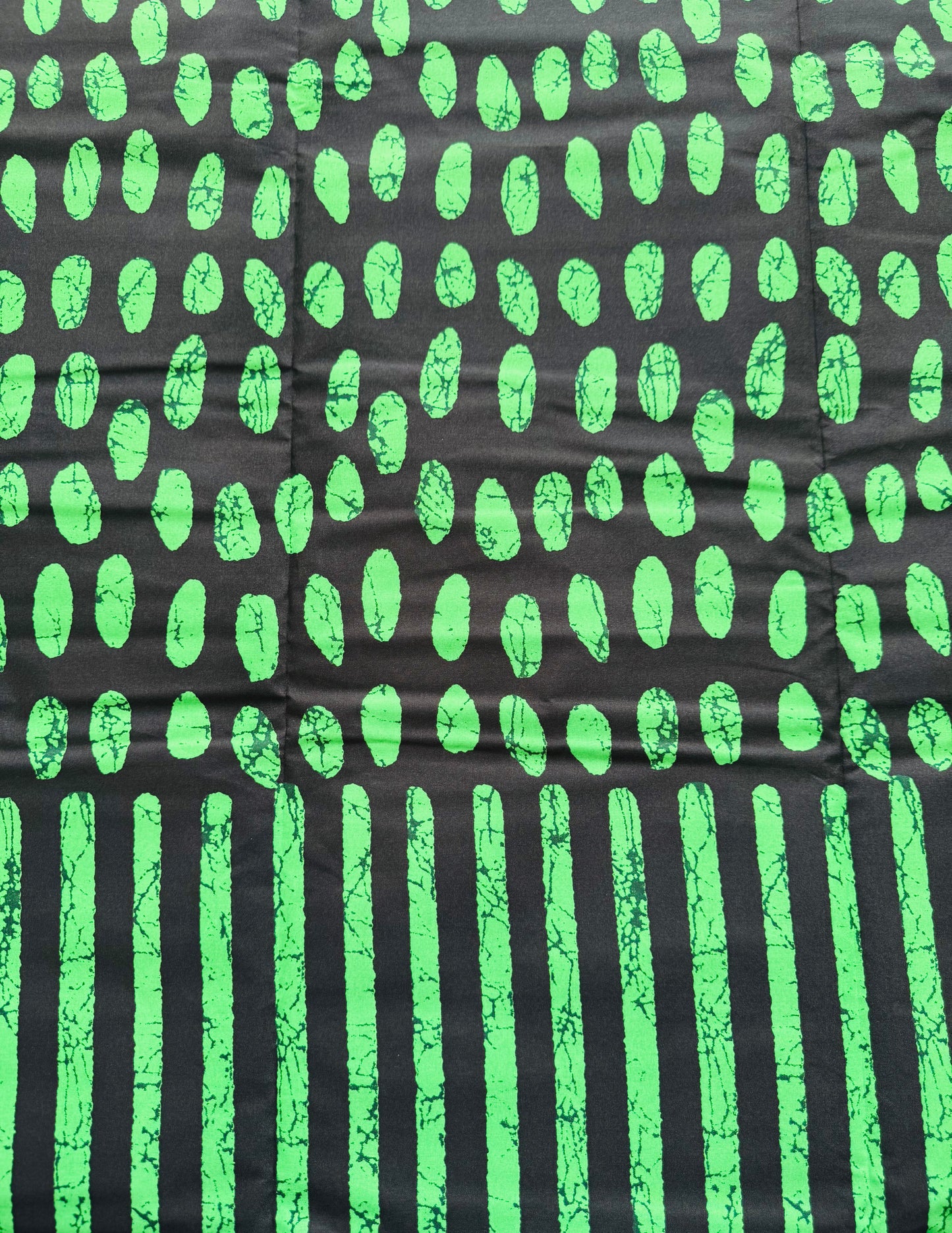 Black Fabric with Green Fingerprint Pattern
