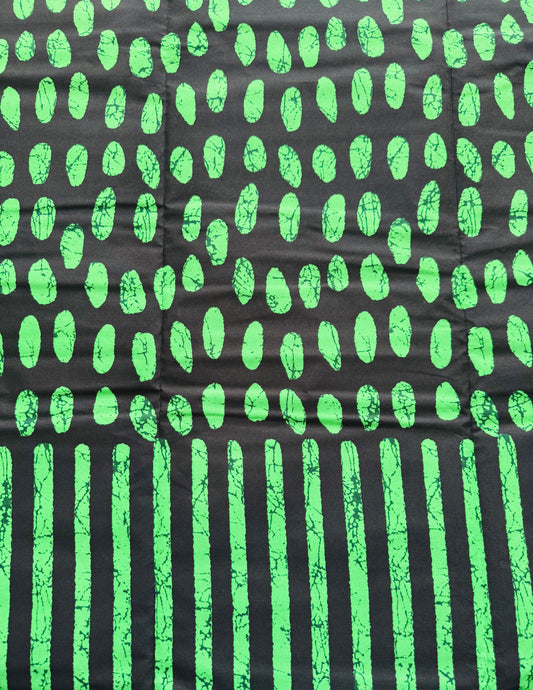 Black Fabric with Green Fingerprint Pattern