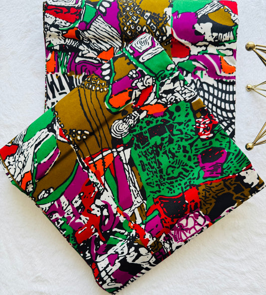 Colorful Fabric with Abstract Patterns on a White Background