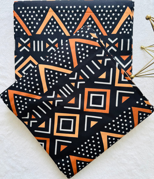 Fabric with geometric pattern on a white background