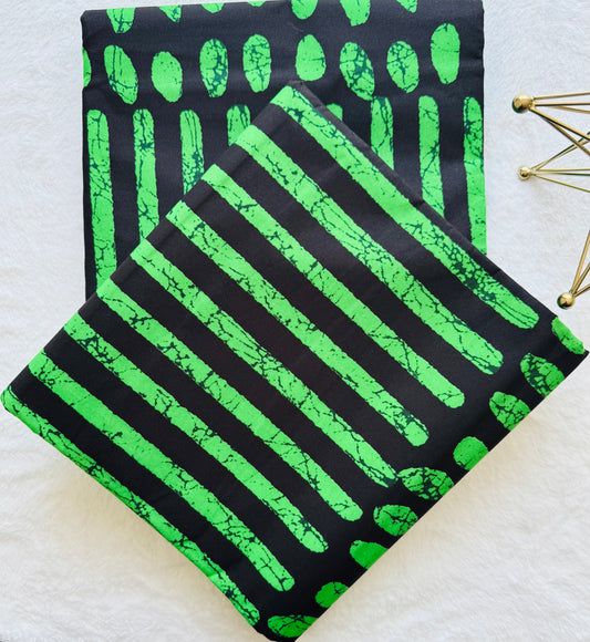 Black Fabric with Green Fingerprint Pattern