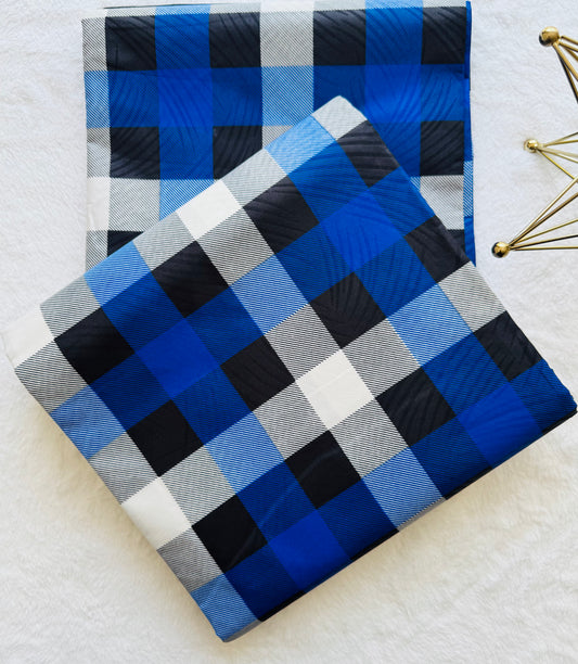 Close-up of a Blue, Black, and White Checkered Fabric