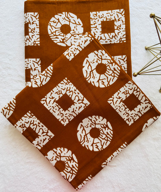 Square and Circle Fabric with White Geometric Pattern