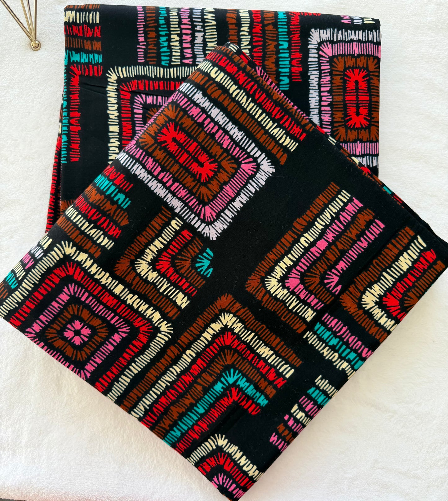 Multicolor Square Lines Ankara Fabric